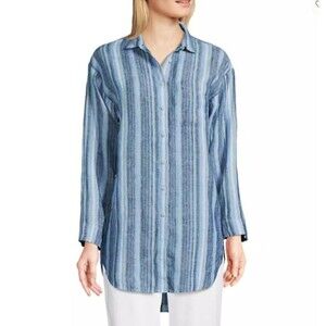 lands end linen shirt s blue tunic top new $69.95